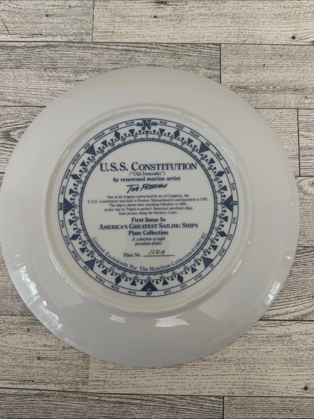U.S.S. Constitution by Tom Freeman Collector's Plate 1270A with COA